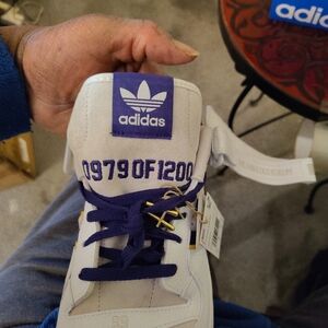 Adidas White Sneakers with Purple Highlights